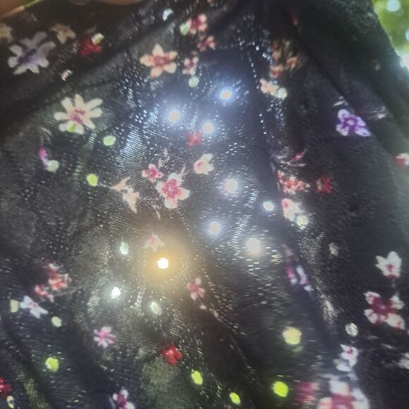 INDIGO ROSE Women's Baby Doll Top Plus 1X Flutter Sleeve Blouse  Black Floral - Picture 5 of 11